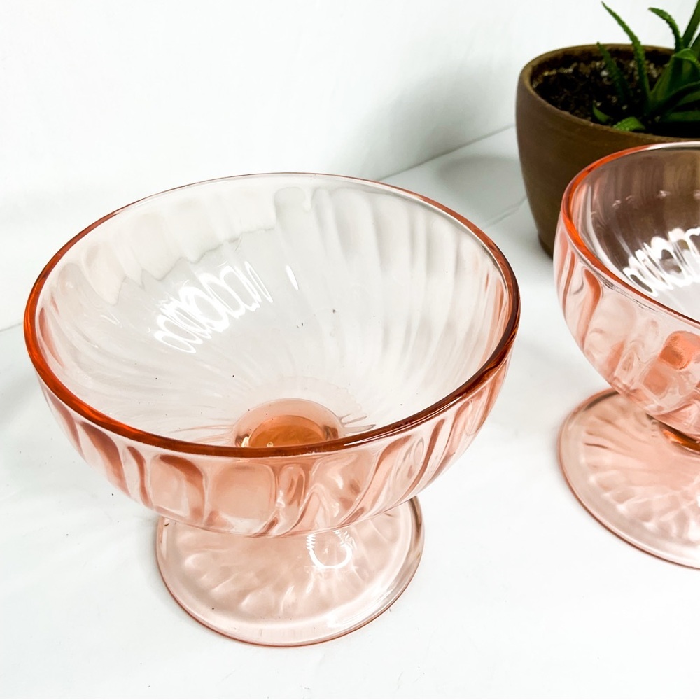 Pink Depression Glass Dessert Bowls Set of 2 | VINTAGE - Picture 4 of 6